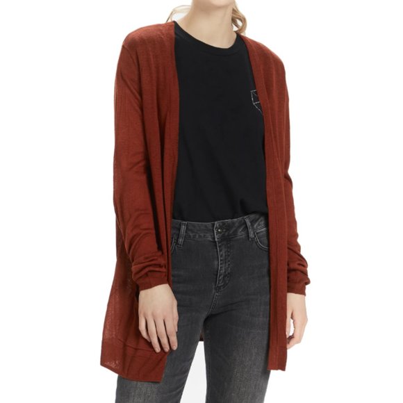 Kaffe Lightweight Long Sandra Cardigan In Amber - Picture 3 of 8